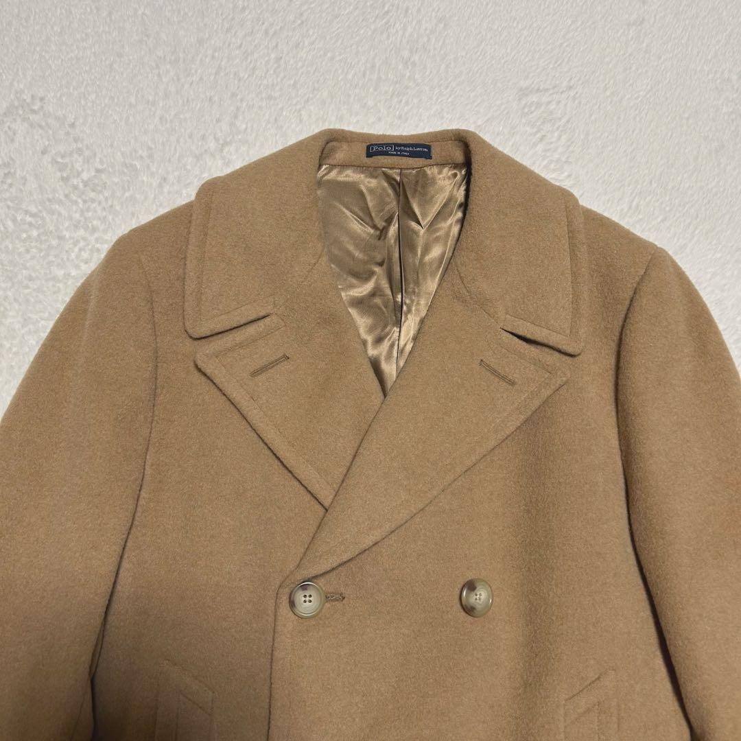 イタリア製 ポロバイラルフローレン キャメルヘア ダブルブレスト コート 52