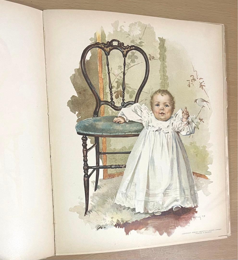 No282アンティーク 古書 洋書 赤ちゃん日記 成長記録 育児日記