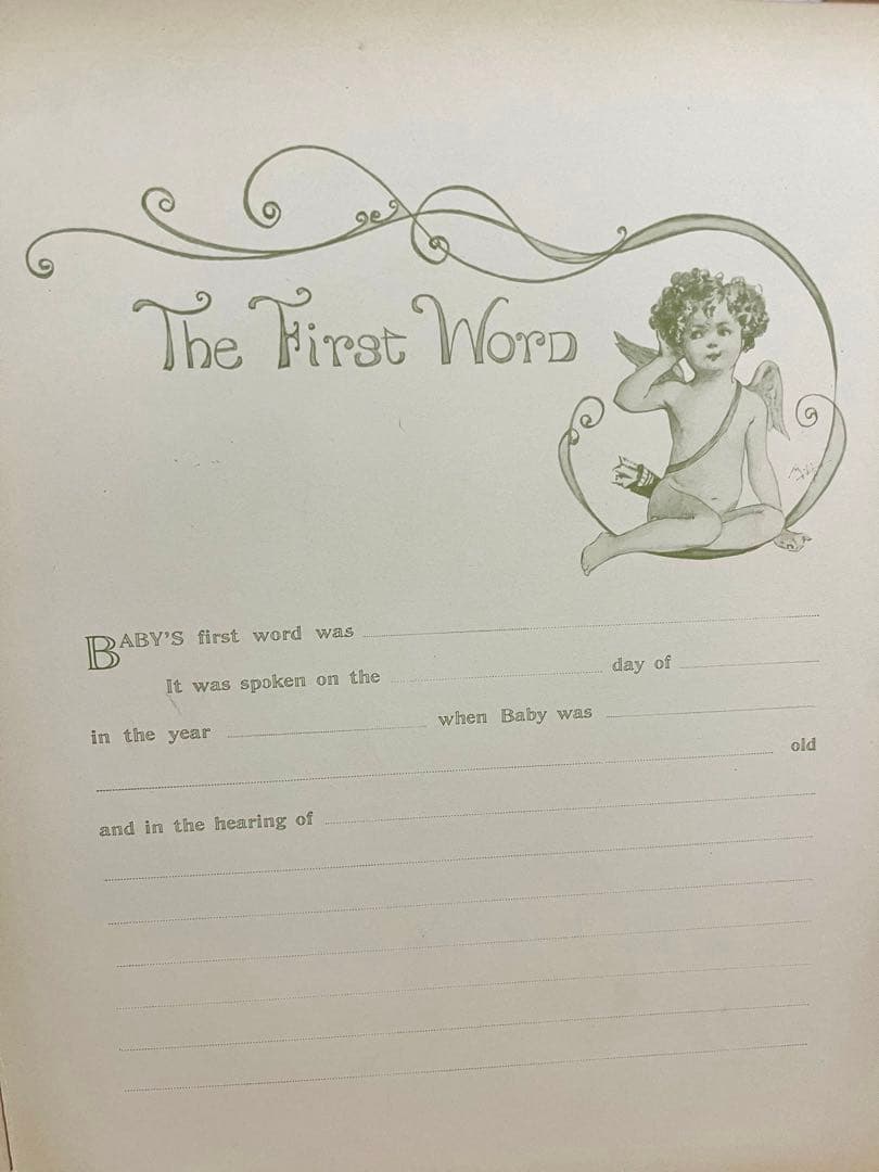 No282アンティーク 古書 洋書 赤ちゃん日記 成長記録 育児日記