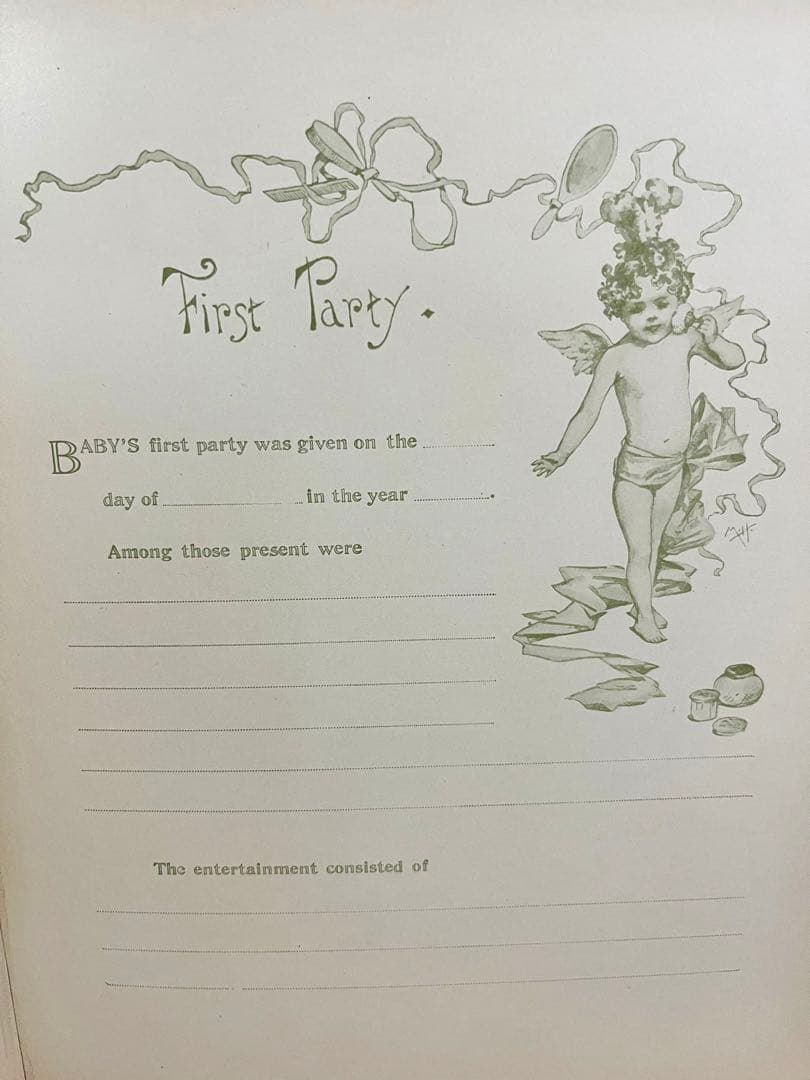 No282アンティーク 古書 洋書 赤ちゃん日記 成長記録 育児日記