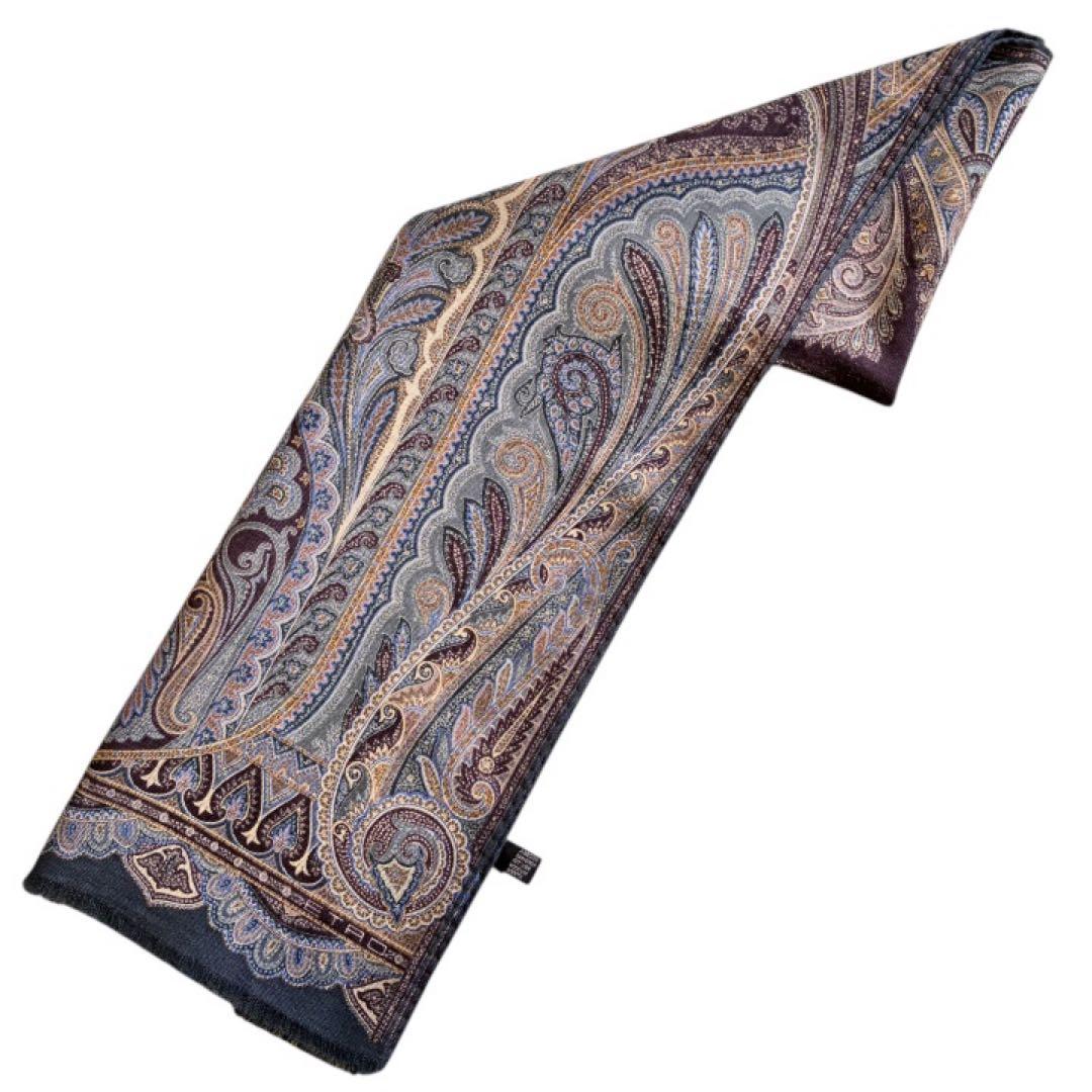 新品未使用✨エトロ 大判 ストール ペイズリー イタリア製ネイビー