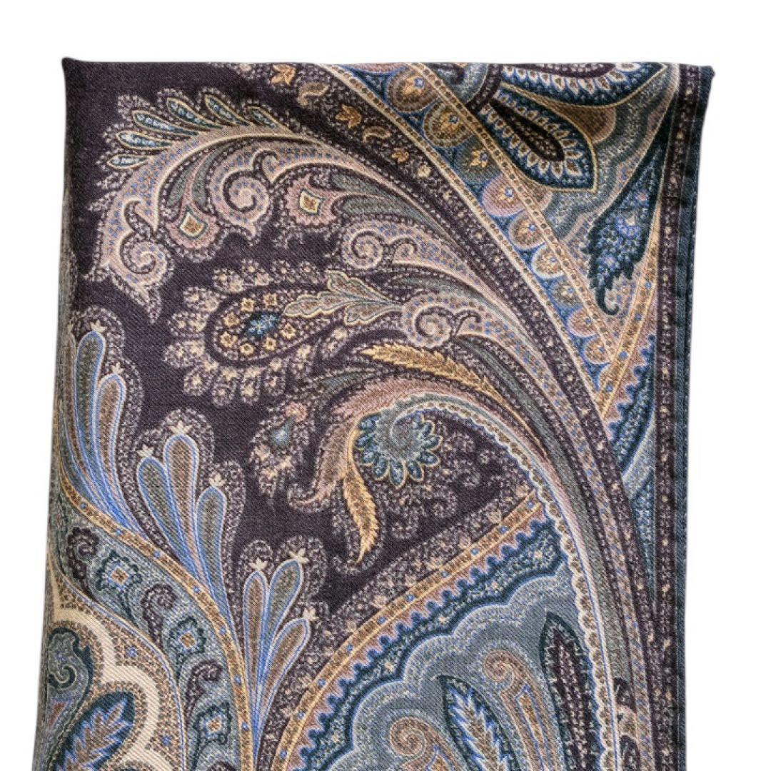 新品未使用✨エトロ 大判 ストール ペイズリー イタリア製ネイビー