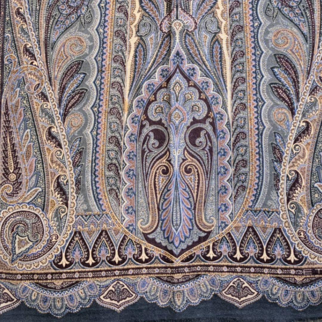 新品未使用✨エトロ 大判 ストール ペイズリー イタリア製ネイビー