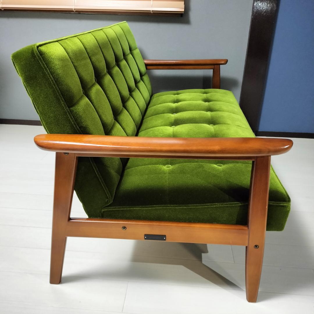 【カリモク60】 Kチェア ソファ 2人掛け モケットグリーン karimoku