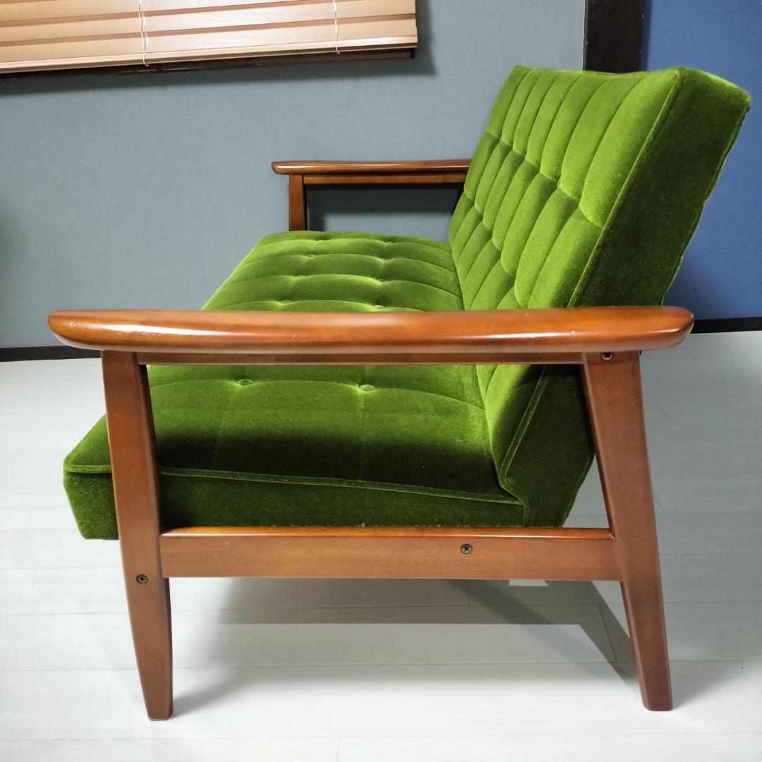 【カリモク60】 Kチェア ソファ 2人掛け モケットグリーン karimoku