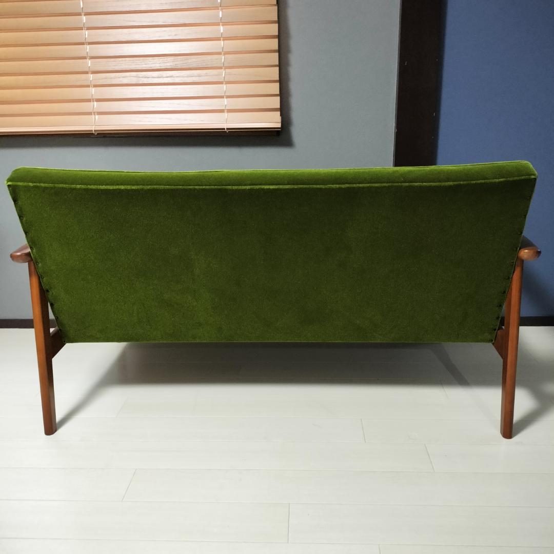 【カリモク60】 Kチェア ソファ 2人掛け モケットグリーン karimoku