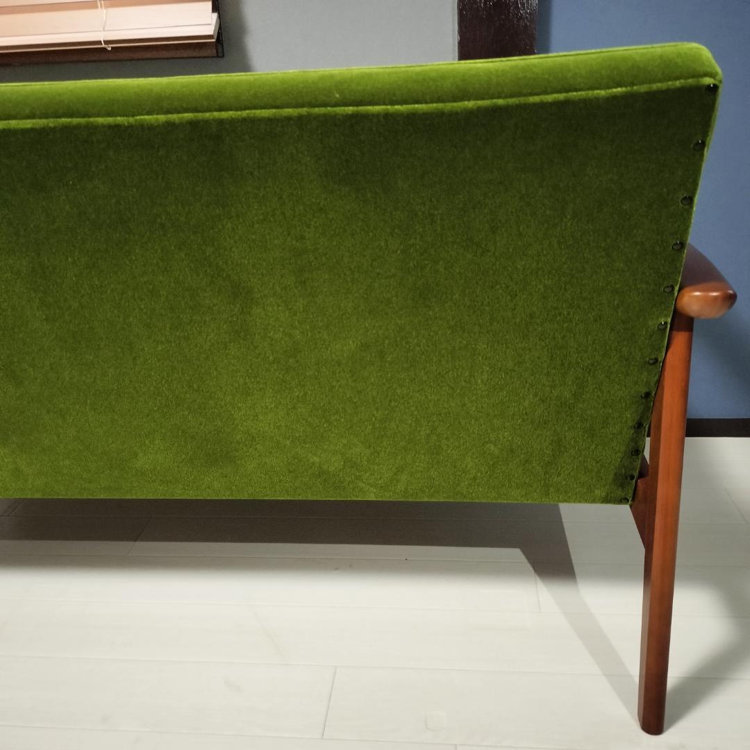 【カリモク60】 Kチェア ソファ 2人掛け モケットグリーン karimoku