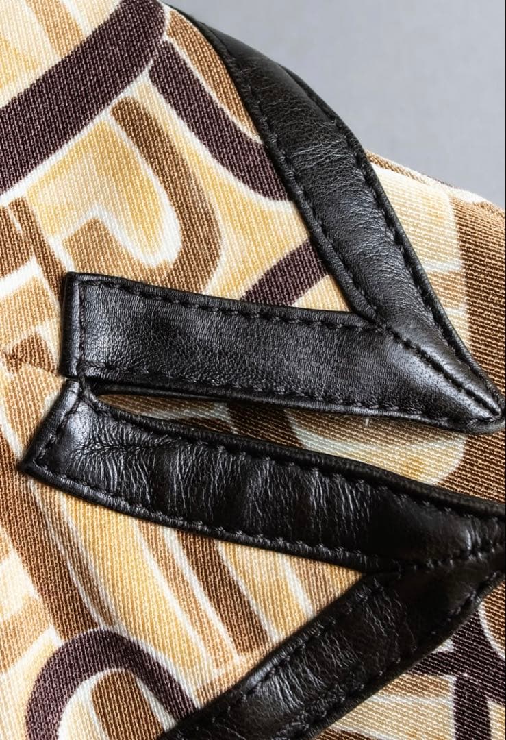 PRADA 1996 コート ミドル丈 幾何学 レザートリムデザイン プラダ