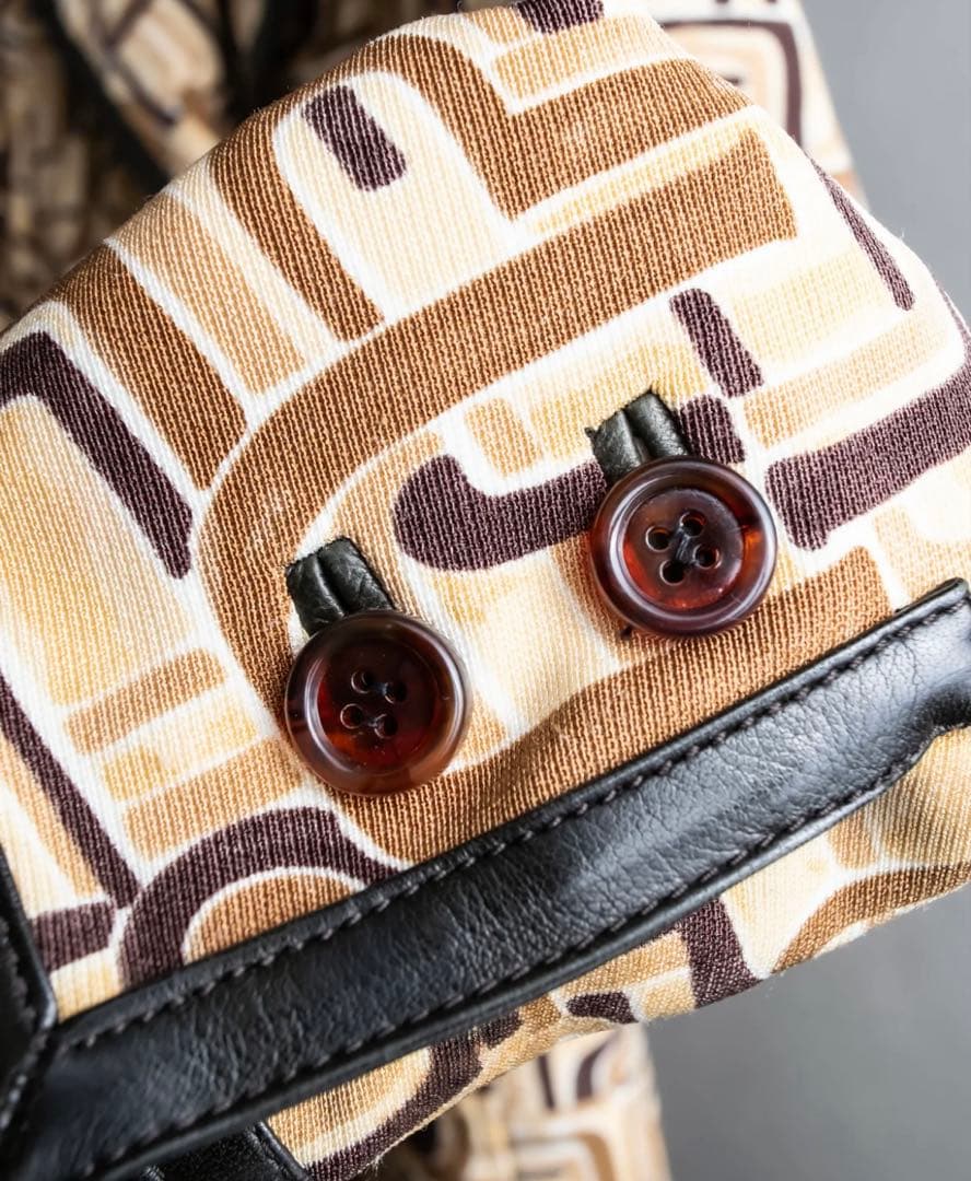 PRADA 1996 コート ミドル丈 幾何学 レザートリムデザイン プラダ