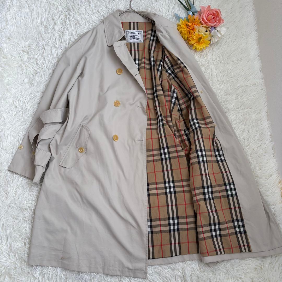 vintage バーバリー　スプリングコート　ノバチェック　ベルト　大きいサイズ