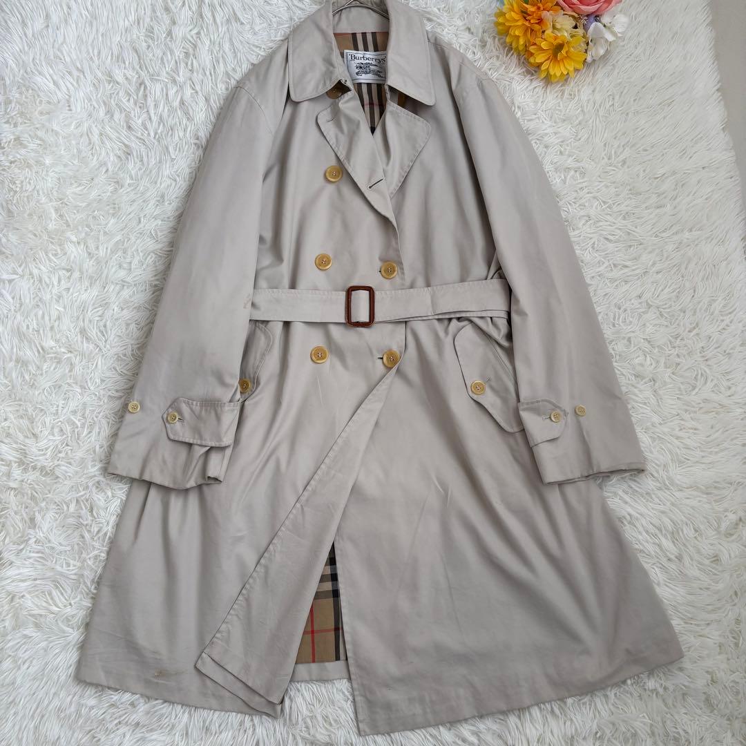 vintage バーバリー　スプリングコート　ノバチェック　ベルト　大きいサイズ