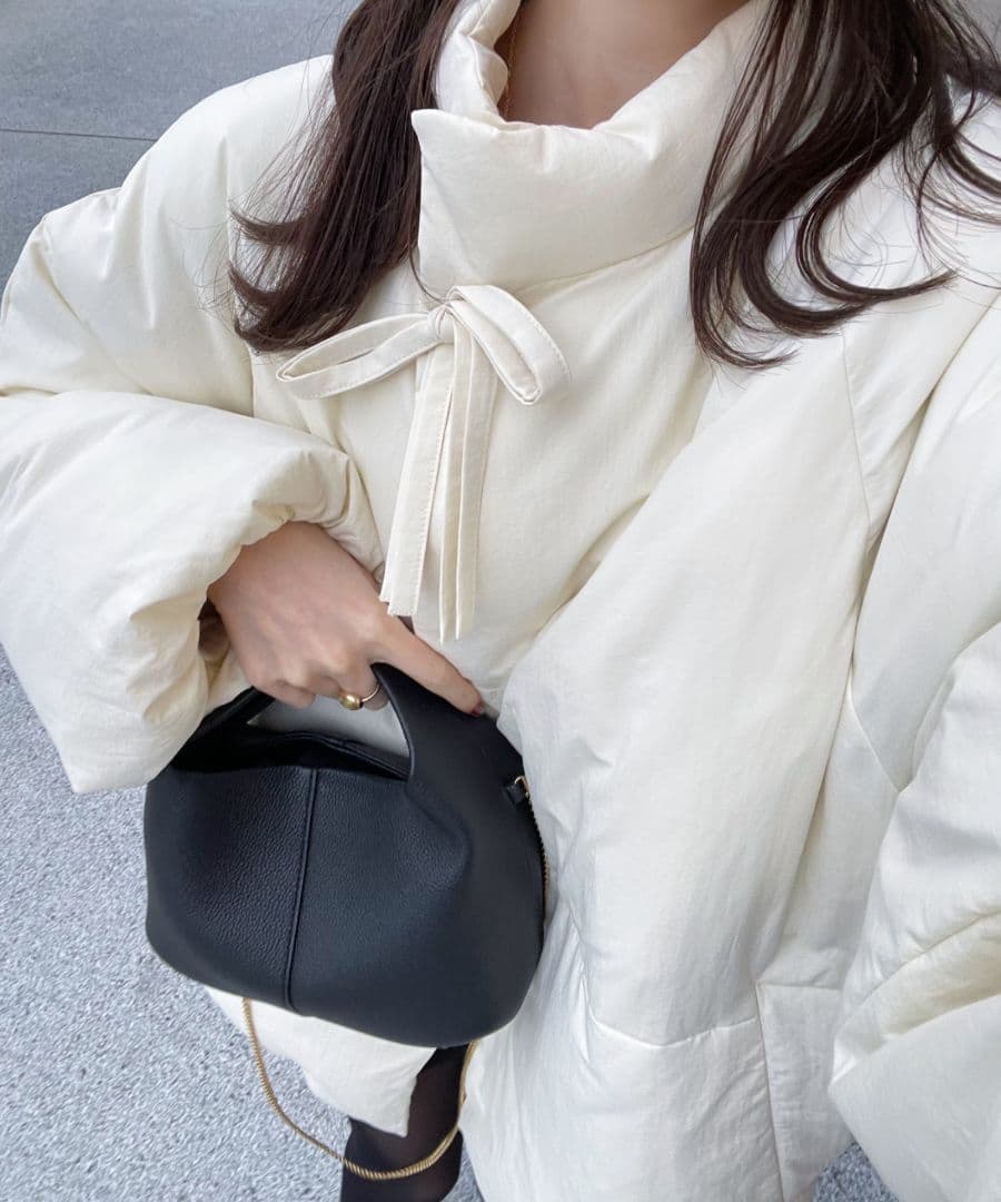 hinari ヒナリ 中綿リボンミドルコート