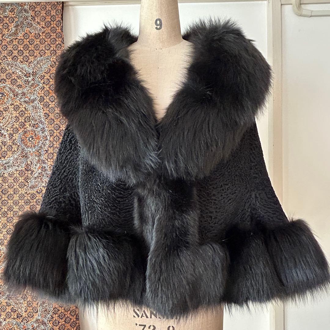 豪華！ベビーラムにFOXトリミングのケープマント　洋装にも和装にも