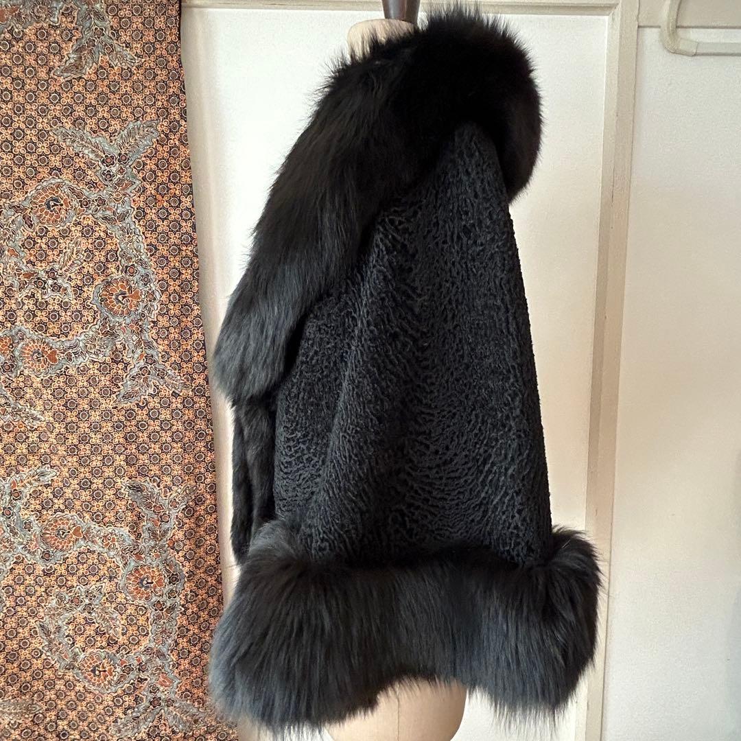 豪華！ベビーラムにFOXトリミングのケープマント　洋装にも和装にも