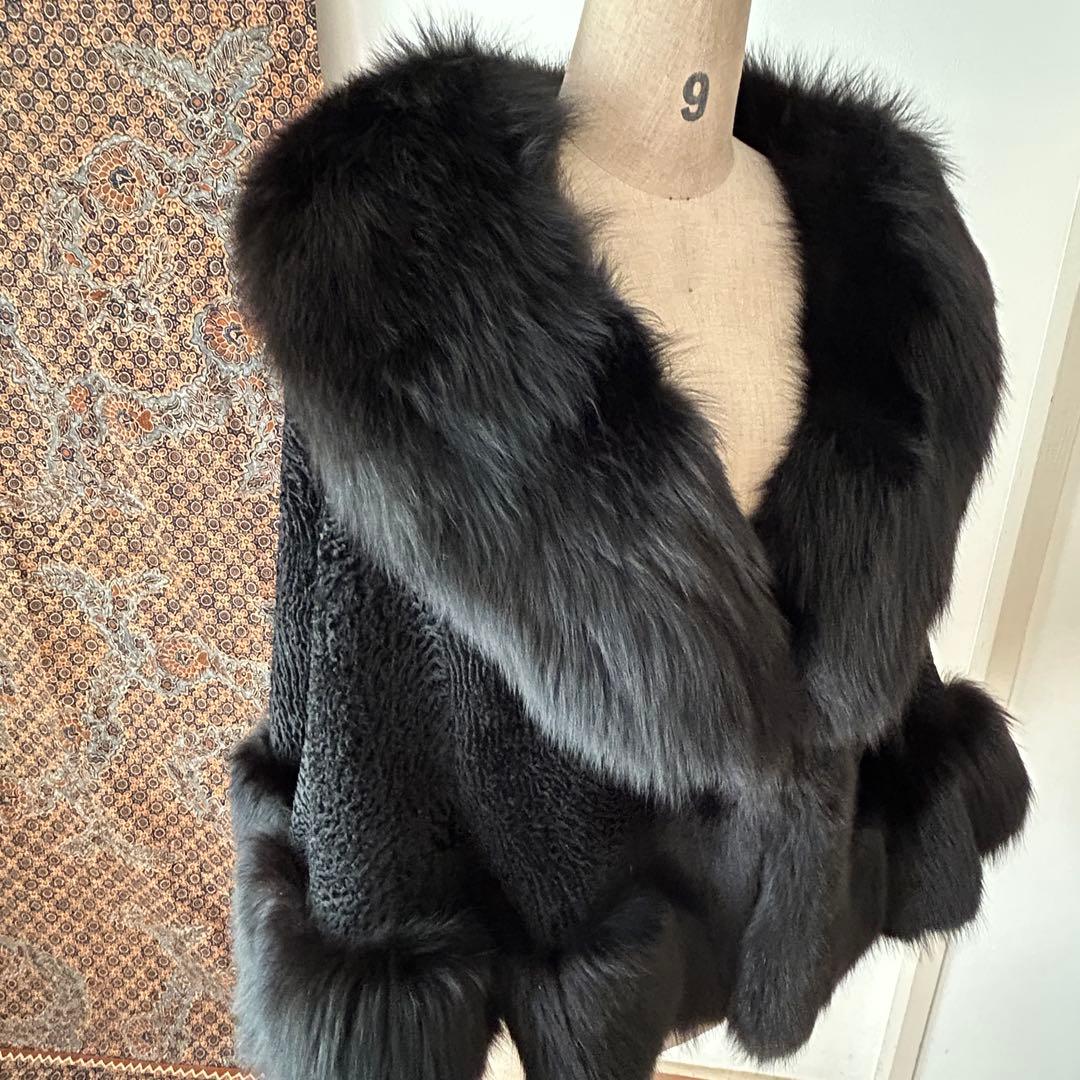 豪華！ベビーラムにFOXトリミングのケープマント　洋装にも和装にも