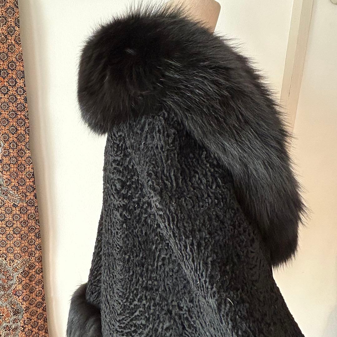 豪華！ベビーラムにFOXトリミングのケープマント　洋装にも和装にも