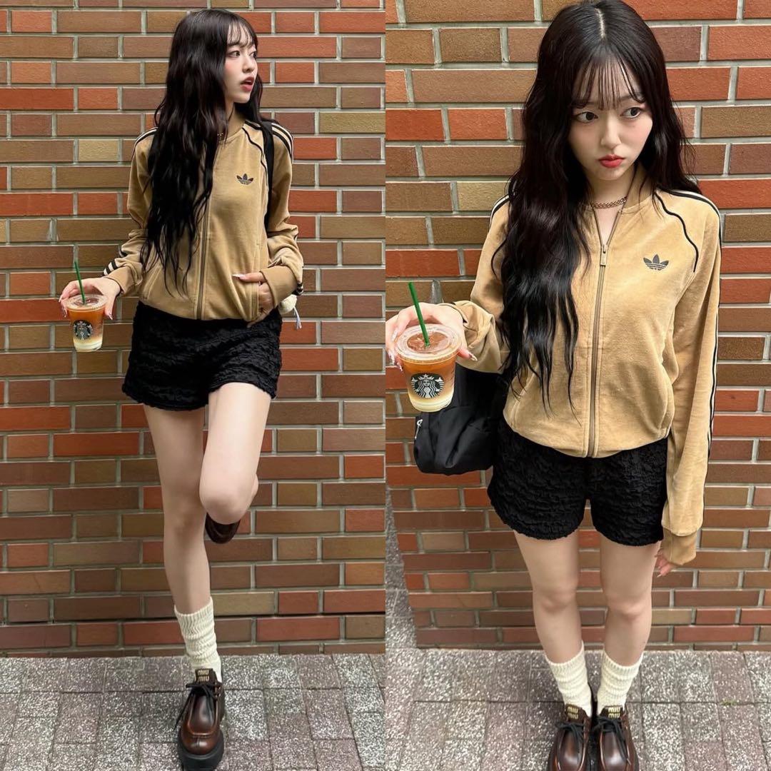 希少XS⭐️adidasアディカラー ブラウン ベロア トラックトップ 風早ゆうた