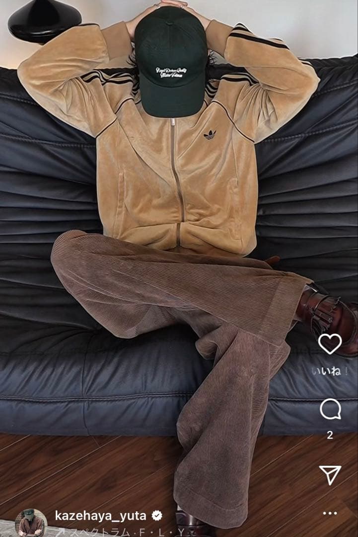 希少XS⭐️adidasアディカラー ブラウン ベロア トラックトップ 風早ゆうた