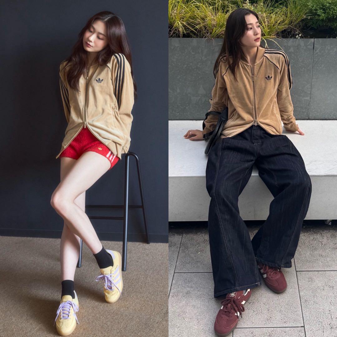 希少XS⭐️adidasアディカラー ブラウン ベロア トラックトップ 風早ゆうた