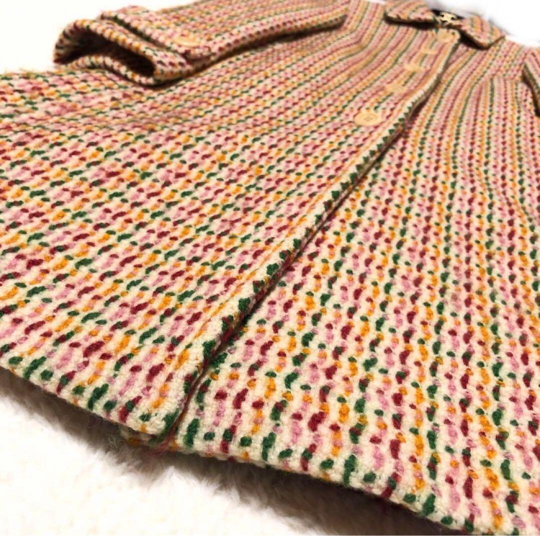 未使用級　マックスマーラ　チェスターコート　ツイード　マルチカラー　ウール