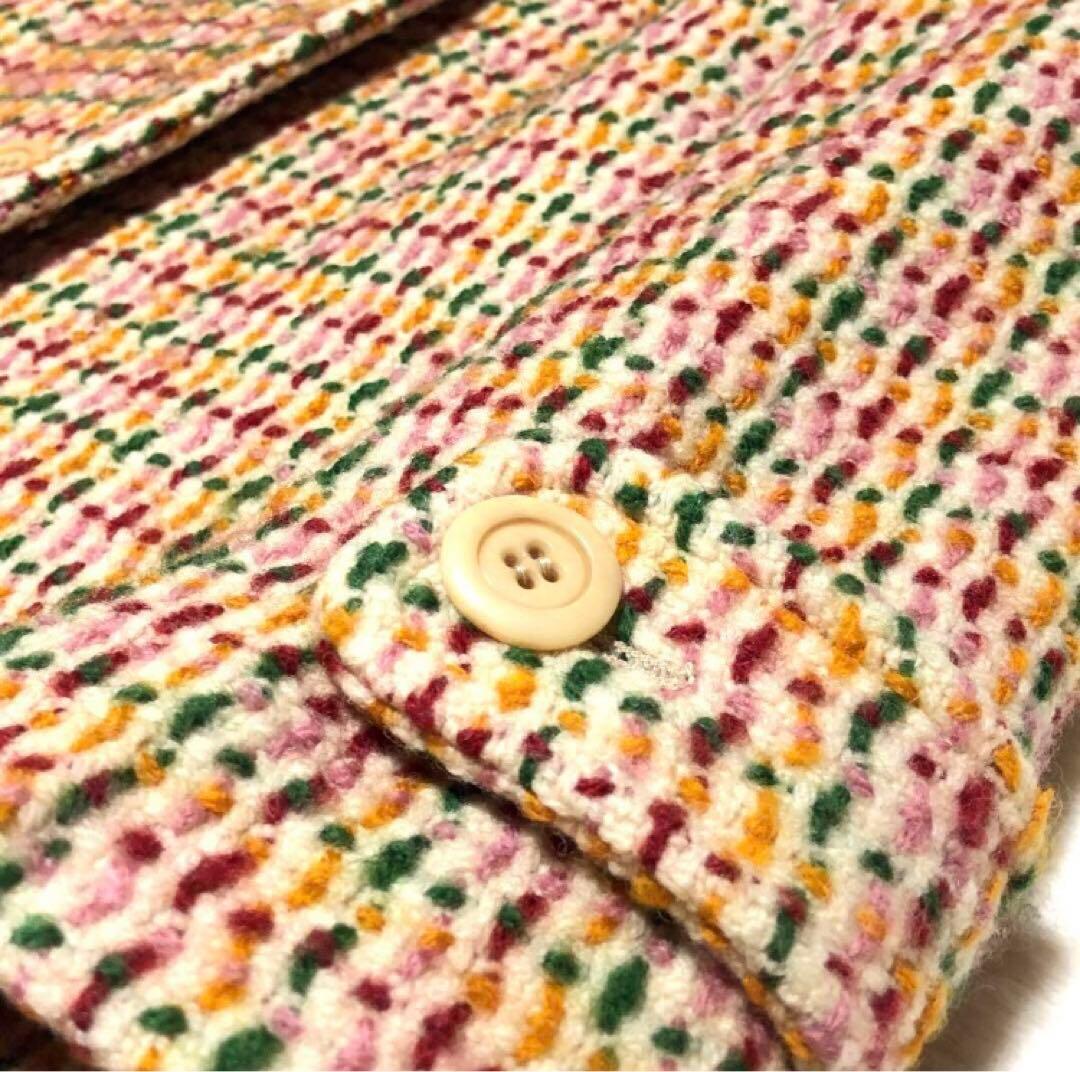 未使用級　マックスマーラ　チェスターコート　ツイード　マルチカラー　ウール