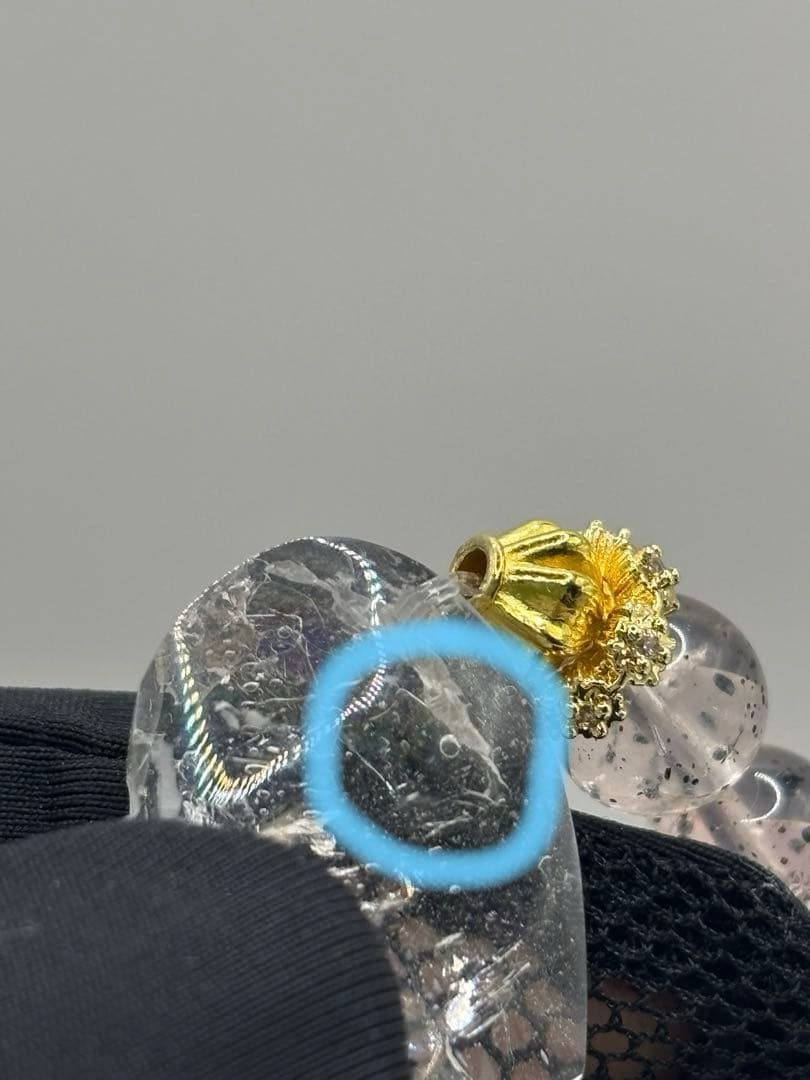 水入り水晶　天然石　バイオタイトインローズクォーツ　ブレスレット