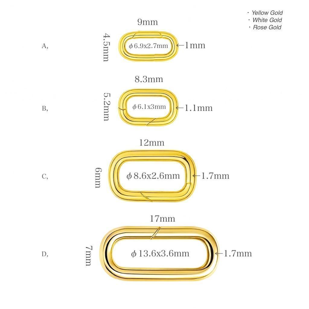 K18YG WG PG クラスプ オーバル 18k パーツ スナップ開口 コマ