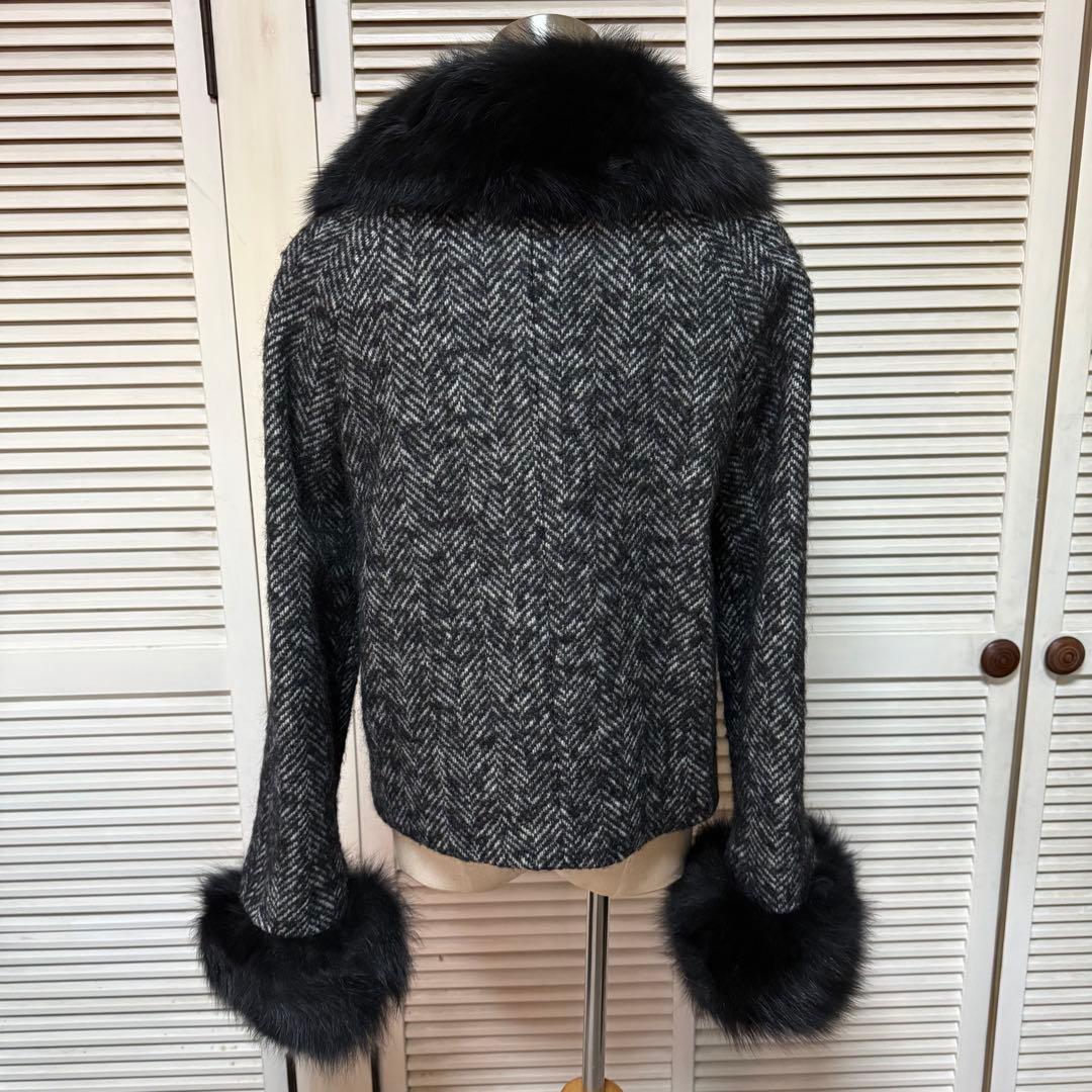 美品◆クリーニング済◆グレースコンチネンタル◆Foxファーツイードジャケット