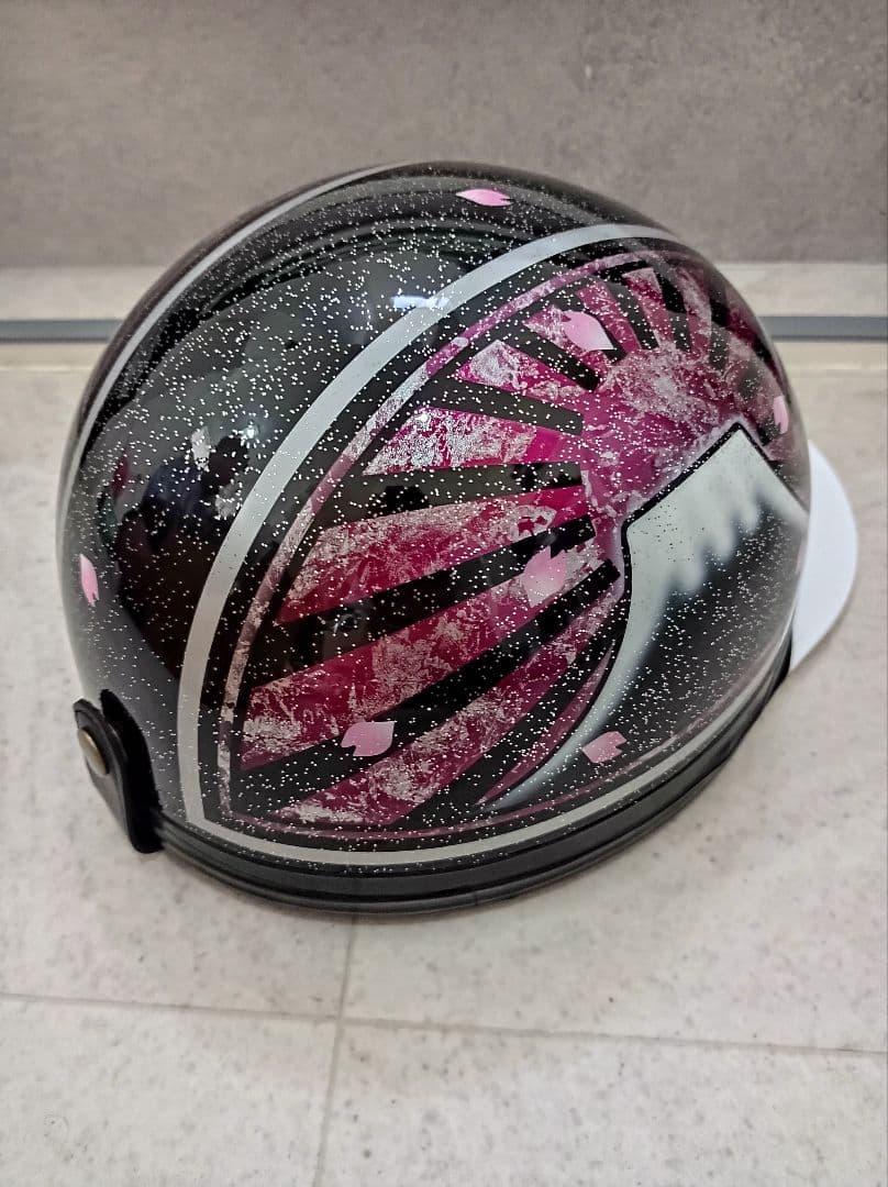 カスタムコルク半　黒✘Candyピンクラップ富士日章　シルバーラメ