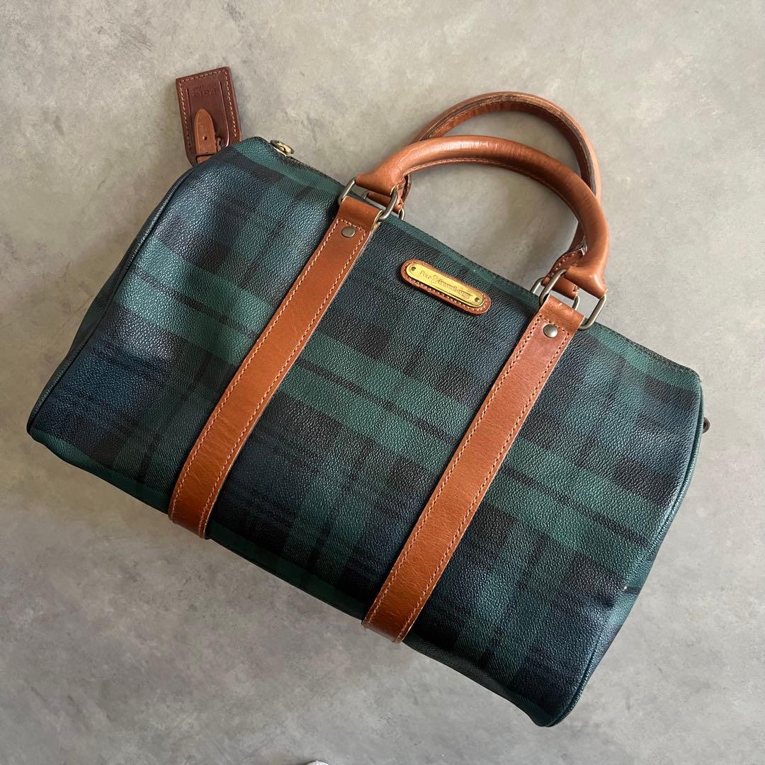 ラルフローレン ボストン バッグ ブラックウォッチ レザー 旅行