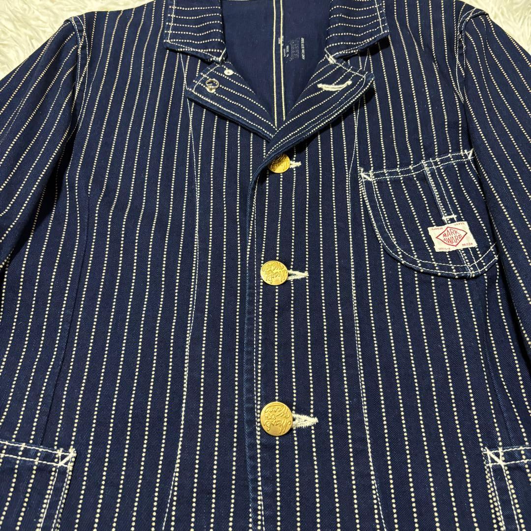 MARKAWARE ネイビー ストライプ カバーオール 金ボタン