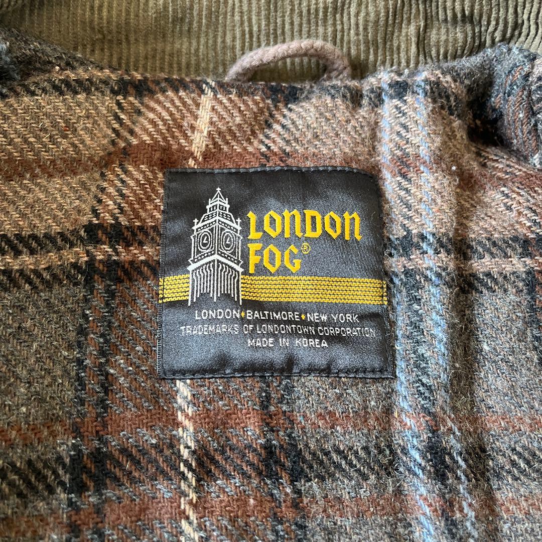 【美品】LONDON FOG ハンティングジャケット コーデュロイ襟 裏地 茶