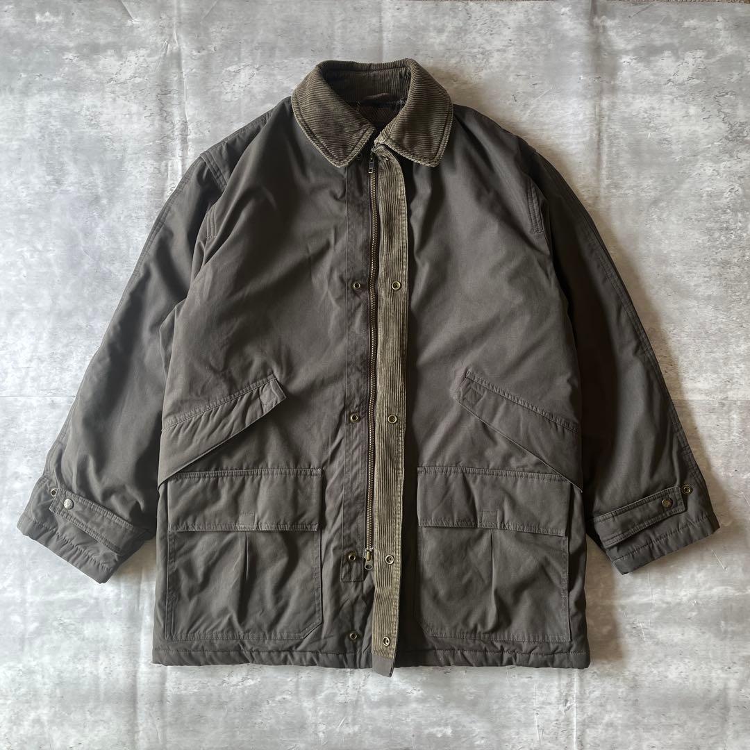 【美品】LONDON FOG ハンティングジャケット コーデュロイ襟 裏地 茶
