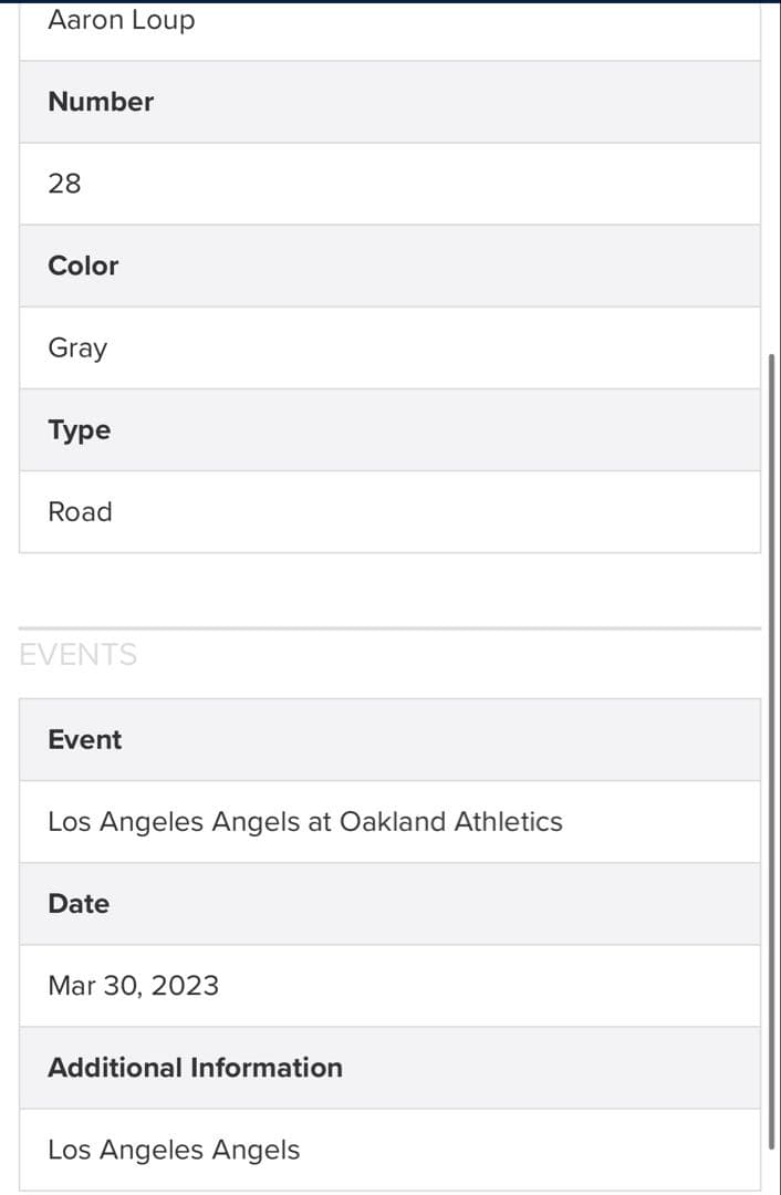 Aaron Loup 2023年ゲーム実使用ジャージ　WBCアメリカ代表