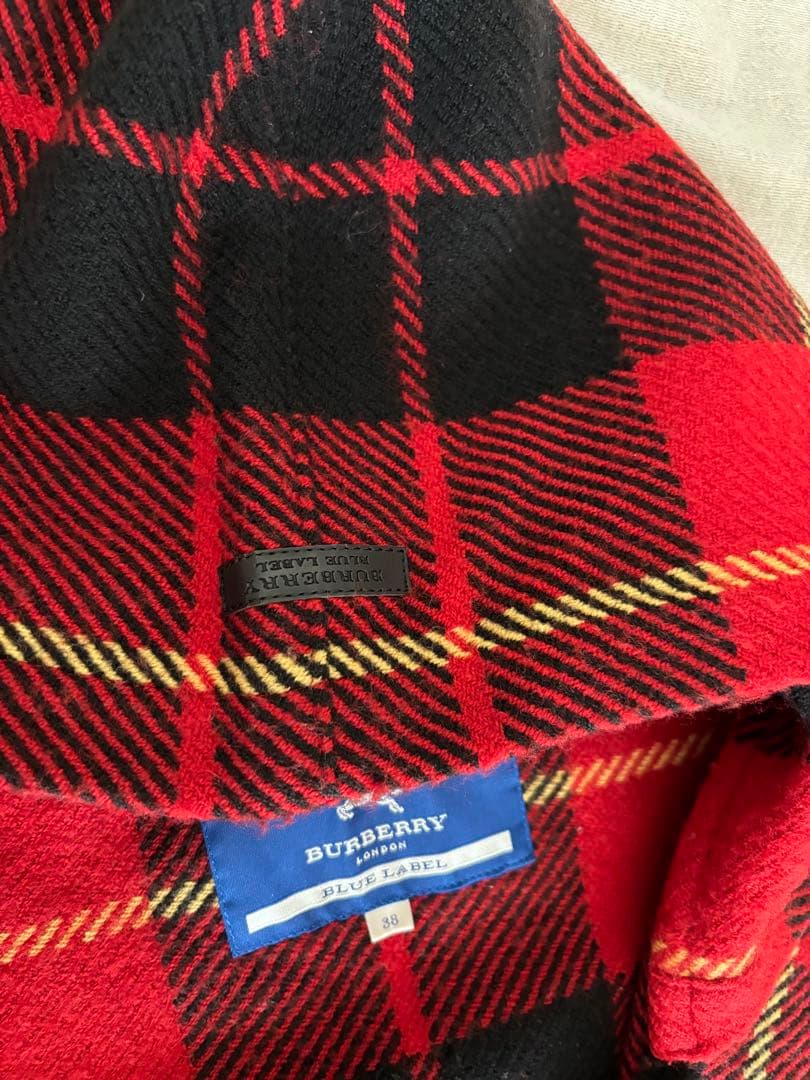 バーバリーブルーレーベル ポンチョ ケープコート フード チェック 38