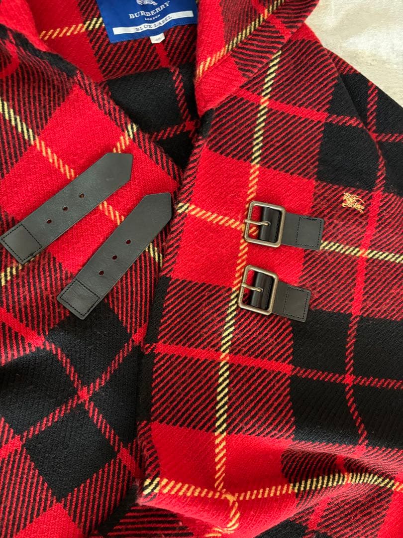 バーバリーブルーレーベル ポンチョ ケープコート フード チェック 38