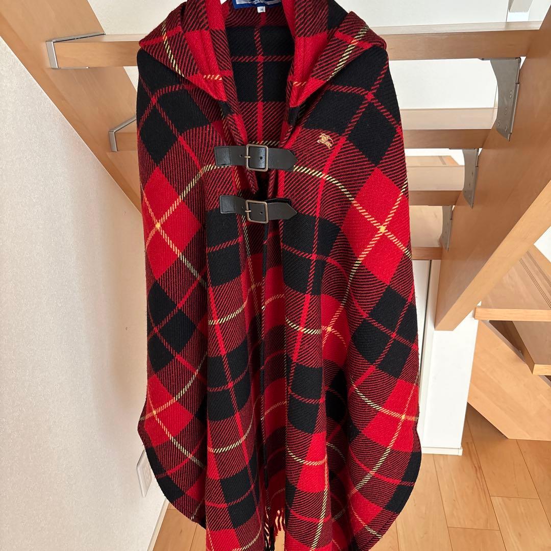バーバリーブルーレーベル ポンチョ ケープコート フード チェック 38