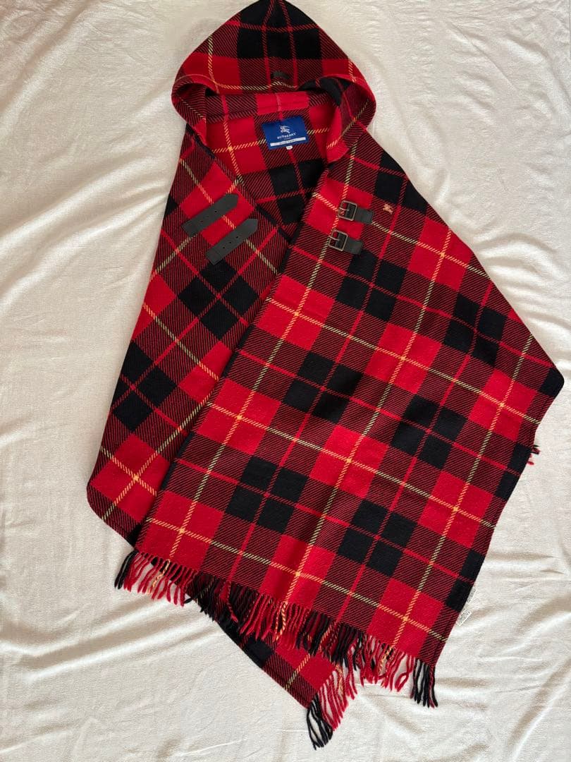 バーバリーブルーレーベル ポンチョ ケープコート フード チェック 38