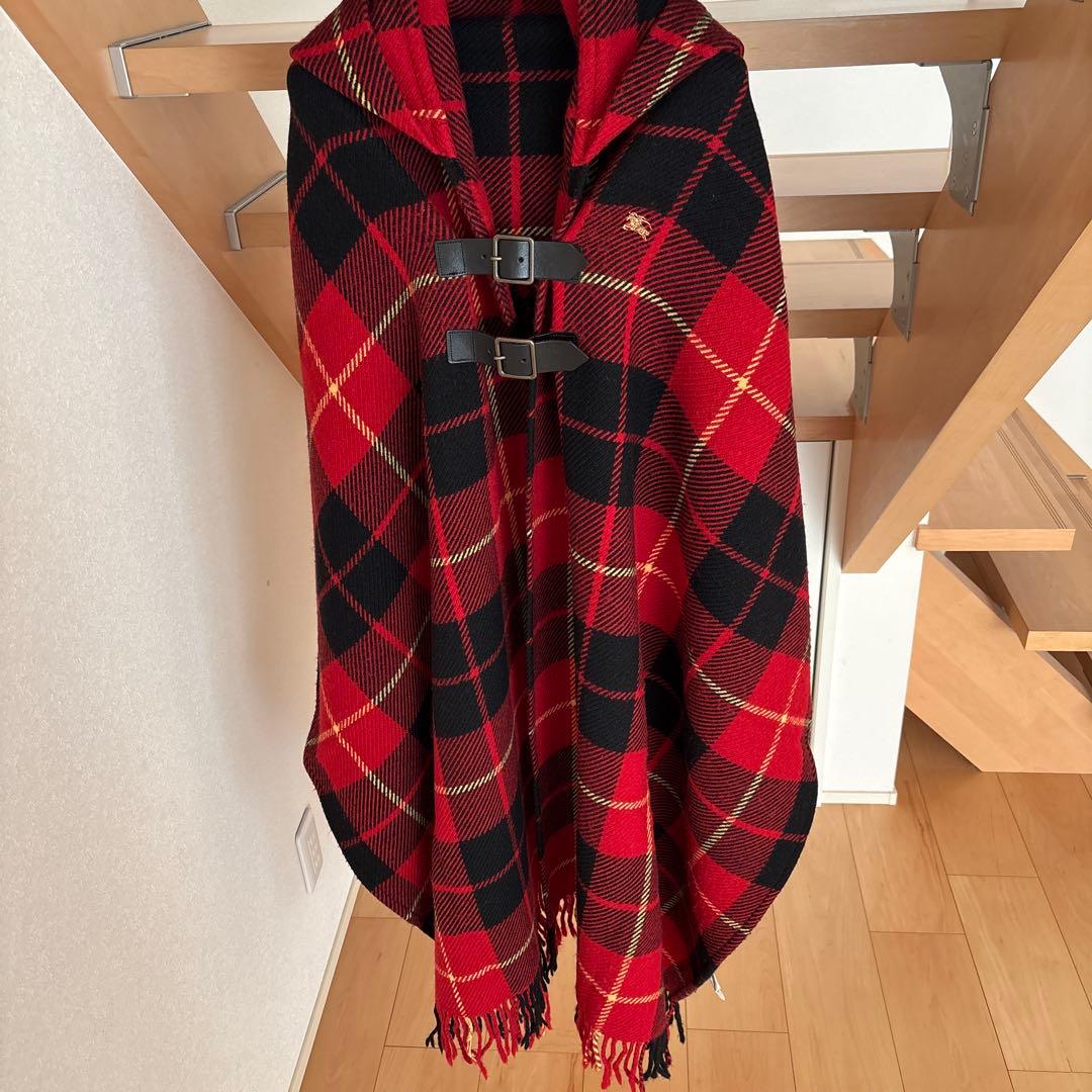 バーバリーブルーレーベル ポンチョ ケープコート フード チェック 38