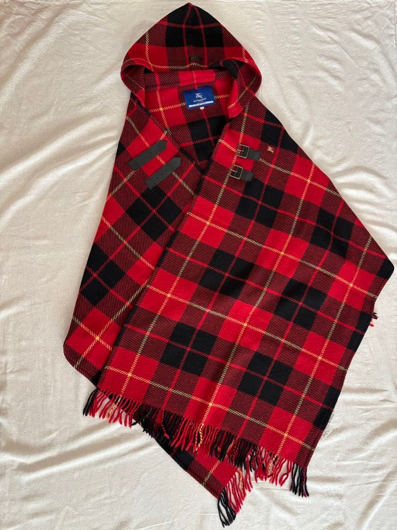 バーバリーブルーレーベル ポンチョ ケープコート フード チェック 38