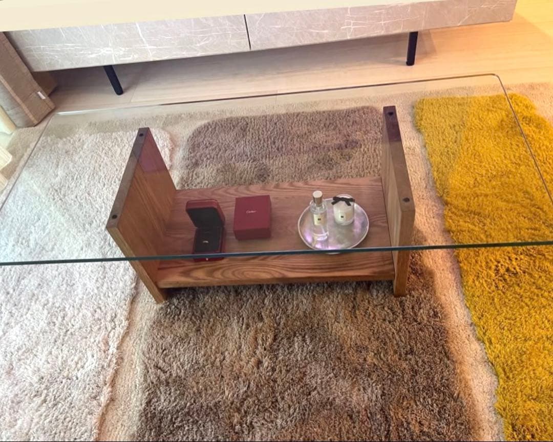 MOMO NATURAL(モモナチュラル) GLASS LOW TABLE