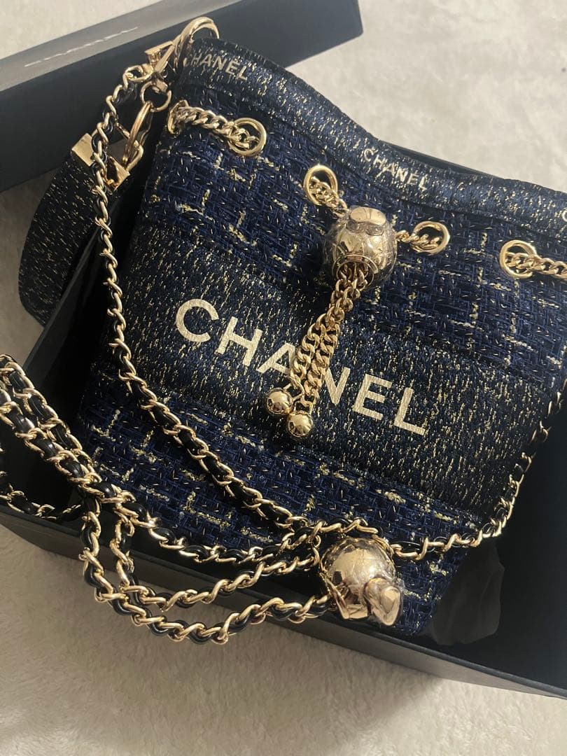 希少 CHANELシャネルノベルティ ツイードバケットバッグ ショルダーバッグ