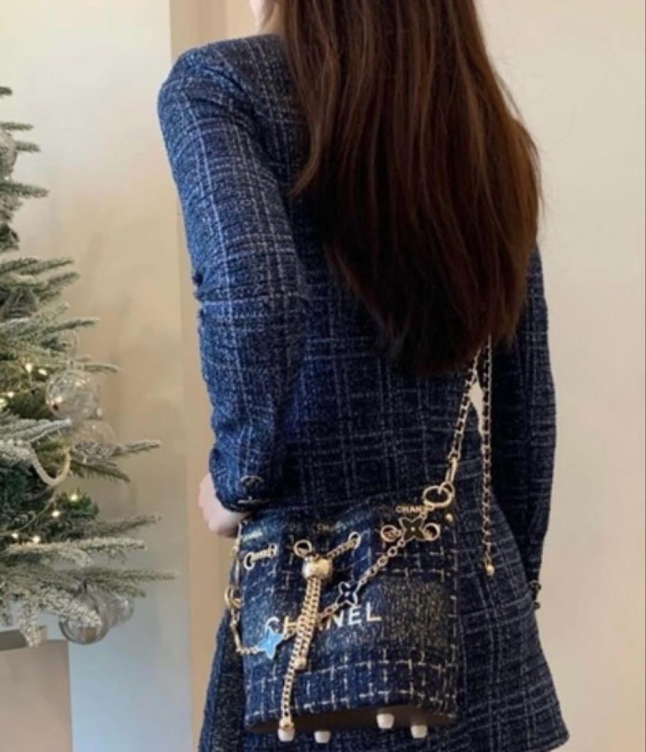希少 CHANELシャネルノベルティ ツイードバケットバッグ ショルダーバッグ