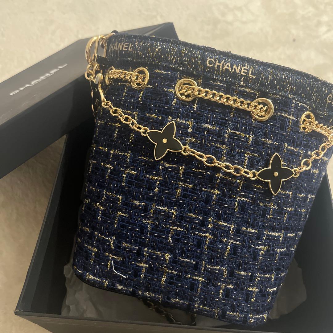 希少 CHANELシャネルノベルティ ツイードバケットバッグ ショルダーバッグ