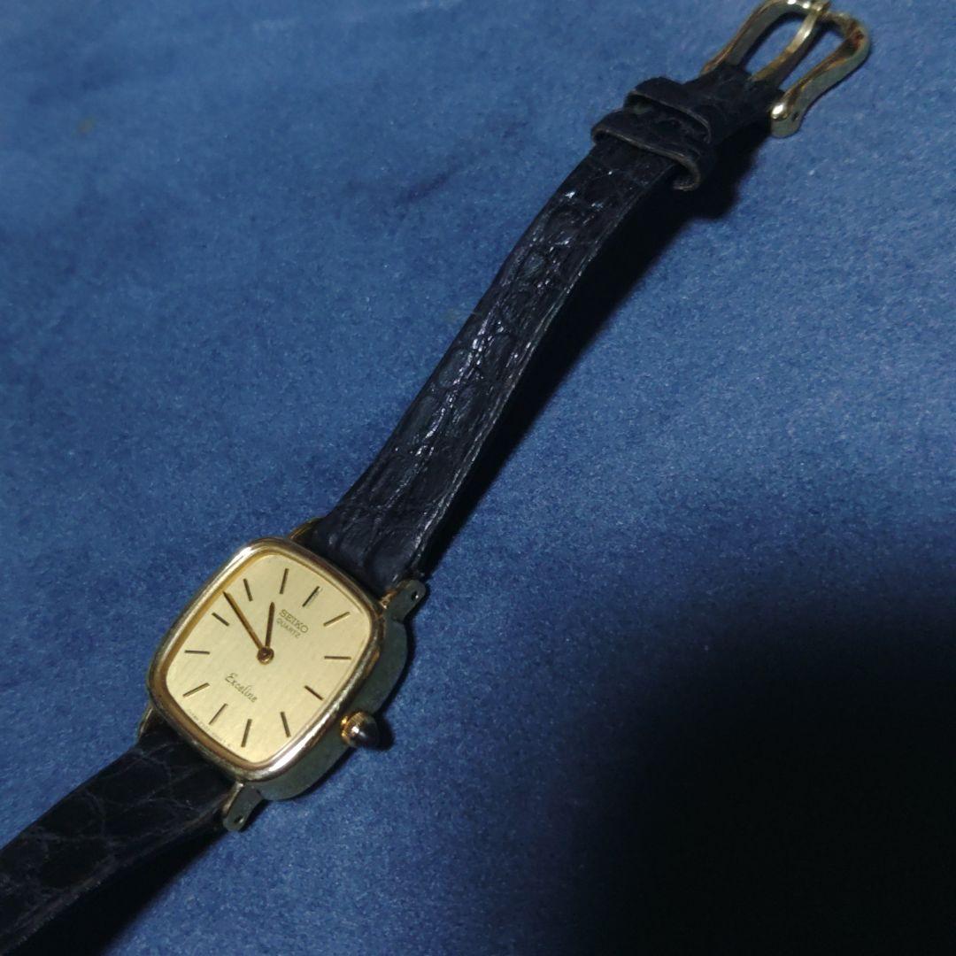 セイコー　エクセリーヌ　14K　稼働　レディース　クロコダイル