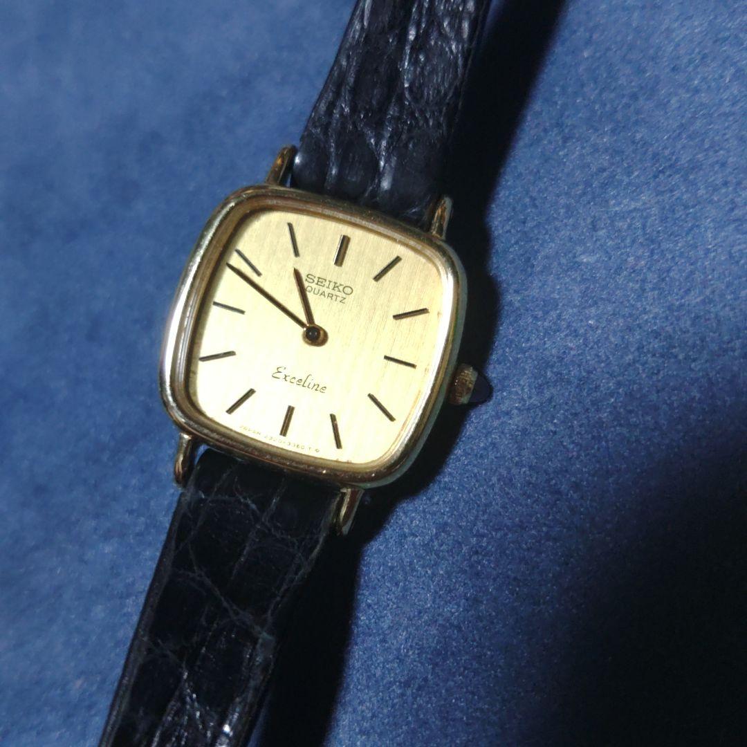 セイコー　エクセリーヌ　14K　稼働　レディース　クロコダイル