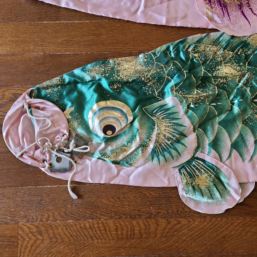 中古　鯉のぼり　5体と吹流し セット　友禅染　約5メートル