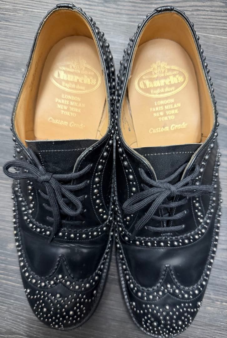 Church's スタッズ装飾 ブラックオックスフォード