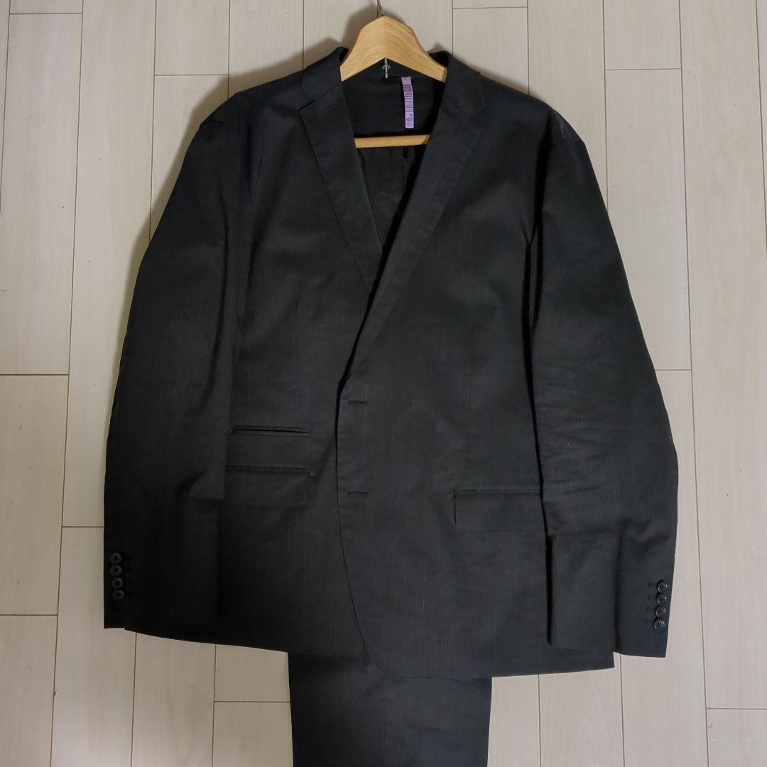 【サイズ4L】  ブラックストライプスーツ