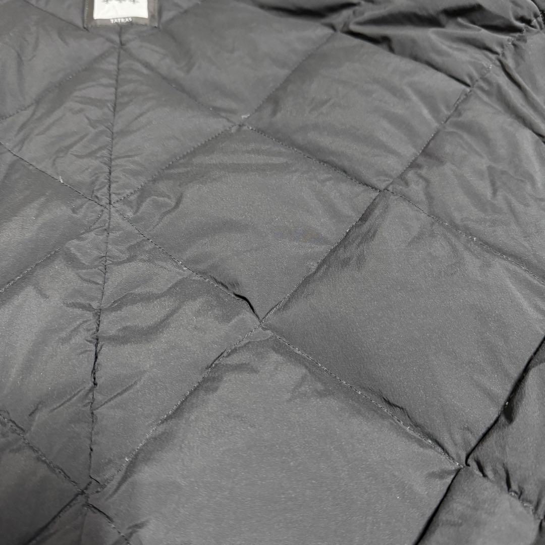 タトラス ポンチョ マント ダウンコート ブラック 光沢 ファー襟